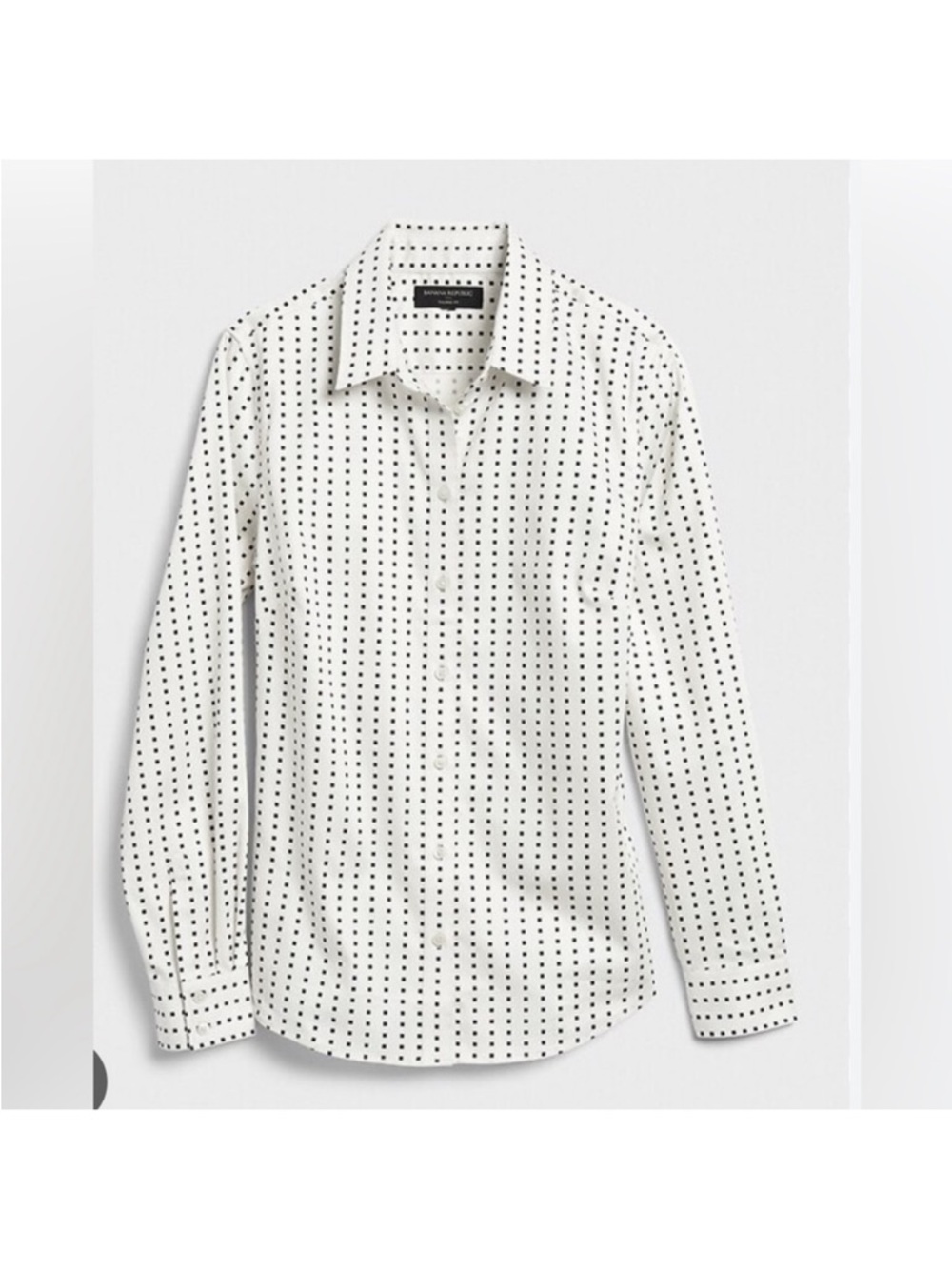 Banana Republic Cream Blouse with Black Dot Grid